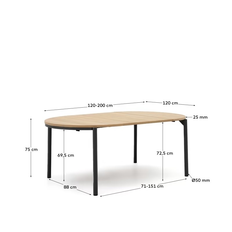 Mesa extensível redonda Montuiri