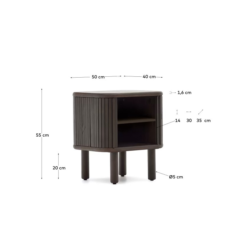 Mesa de cabeceira Mailen em freixo escuro