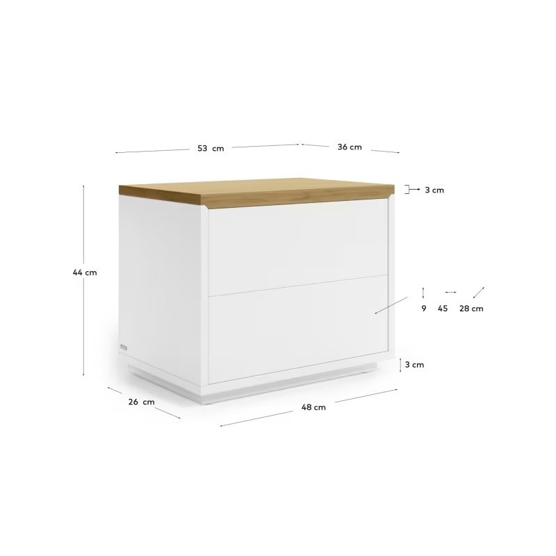 Mesa de cabeceira Abilen lacado branco